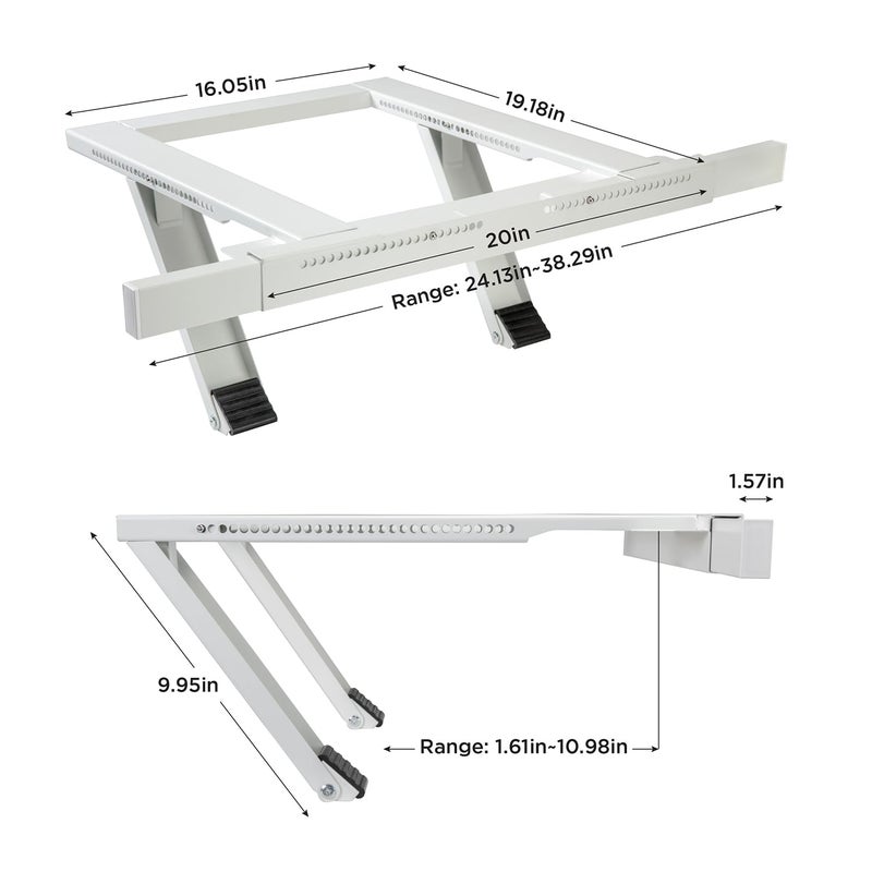 Ivation Air Conditioner Support Bracket, No Tools or Drilling Required - Easy to Install Window AC Mount - Heavy Duty Steel, Holds Up to 200lbs - Fits Single Or Double Hung Windows 19.25H by 17.25L - Image 2